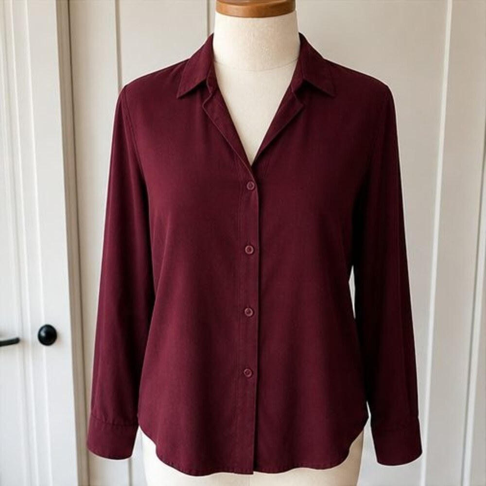 Burgundy Tie Neck Blouse